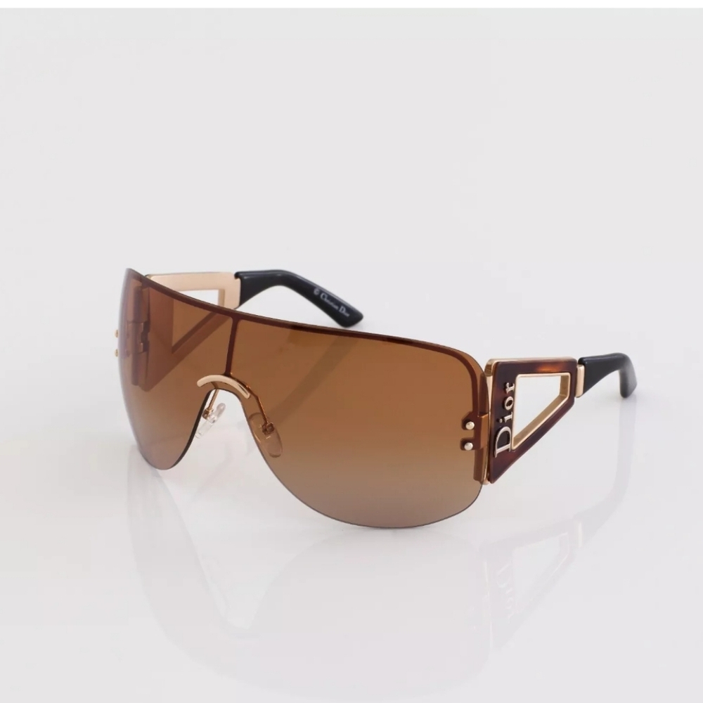 New Dior Escrime 1 Sunglasses Shield Wraparound Gold w/ Gradient Lens